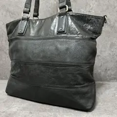LANVIN トートバッグ　ビジネス　オールレザー　シボ革　ネイビー　大容量