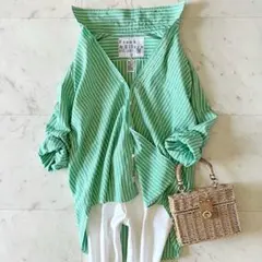 希少S＊極美品＊フランクアンドアイリーン Eileen コットンストライプシャツ