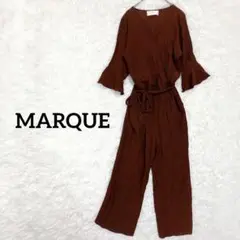 【MARQUE】秋カラー　オールインワン　ワイドパンツ　クレープ生地　フリー