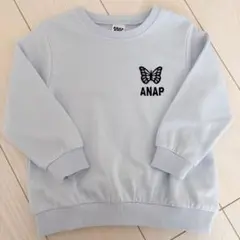 ANAP 刺繍ミニ裏毛トレーナーS(105～115cm) サックスブルー