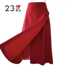【美品】23区 オンワード樫山 ラップスカート フレア Aライン 赤 M