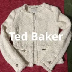 美品 TED BAKER ロンドン 白 オフホワイト ツイードジャケット 白
