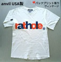 【ヴィンテージ】anvil メンズ半袖Tシャツ S USA ロゴプリント 白T