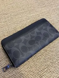 コーチ　長財布　coach シグネチャー　レザー　ブラック