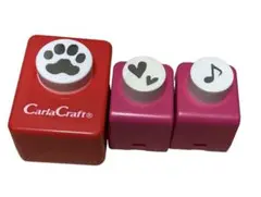Carl カール クラフトパンチ 動物のあしあと、ハート、音符 三個セット
