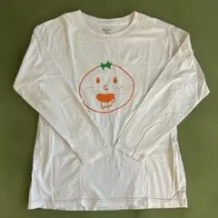 オレンジ顔プリント 長袖Tシャツ