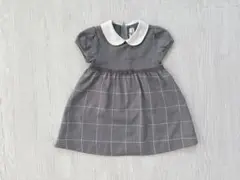 ペアレンツドリーム　グレー 襟付き チェック柄 半袖ワンピース