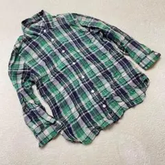 Rue deBシャツ チェック柄 長グリ ーン M