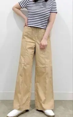 GU ペーパーバッグワイドパンツQ ベージュM