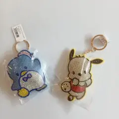 サンリオタキシードサムとポチャッコのラインストーンキーホルダーセット