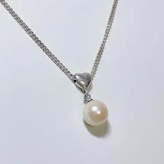 スタージュエリー一粒パール ハートシルバーネックレス