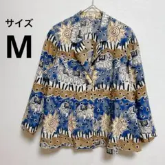 テーラードジャケット　コットン　ネイチャー アジアン カジュアル　ブルー　9