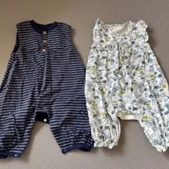 ロンパース 70cm ネイビーと花柄