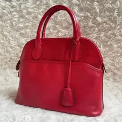 美品✨モラビト レザー ハンドバッグ 南京錠 チャーム ボリード 赤 レッド