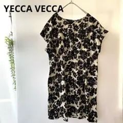YECCA VECCA 花柄 黒 半袖 チュニックゆったり