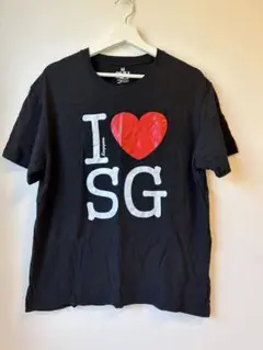 シンガポール Tシャツ 黒 Mサイズ メンズ・レディース 「I ❤️SG」 海外