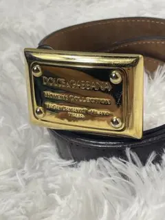 希少　DOLCE&GABBANA ベルト ゴールドバックル 本革 茶
