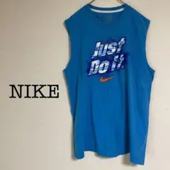 NIKE/ナイキ〈L〉タンクトップ JUST DO IT ブルー スポーツ