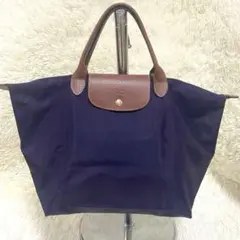 ロンシャン　LONG CHAMP トートバッグ　ネイビー　大きめ　A4
