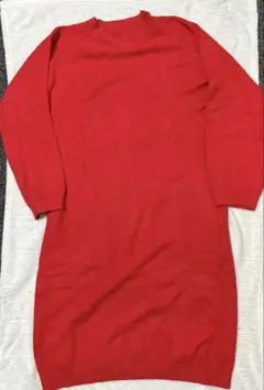 ニットワンピース レディース 秋冬 レッド