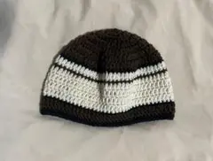 ビーニー　バケットハット　クラッシャーハット　ブラウン　古着　ハンドメイド