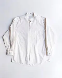 90s PERRY ELLISペリーエリス ノーカラー長袖シャツ アイボリー無地
