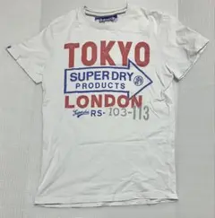 SuperDry 極度乾燥（しなさい） プリント Tシャツ 白 Mサイズ 古着