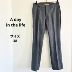 アデイインザライフ　グレー ストライプ スラックス　サイズ38 お仕事服