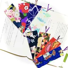#1822 手作り布製しおり 綺麗な和柄8枚セット 舞妓 うさぎ 花柄