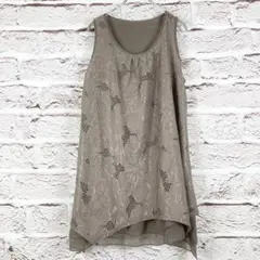 r167 INNOCENTE 花柄レース ノースリーブチュニック ベージュ