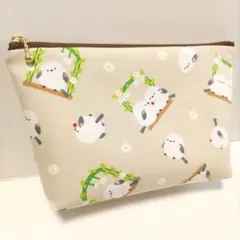 シマエナガ ハンドメイド ポーチ 化粧ポーチ ファスナーポーチ 小鳥