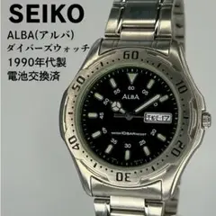 未使用品 SEIKO セイコー アルバ 90s ダイバーズウォッチ 純正ブレス付