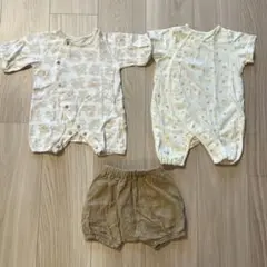 ロンパース 60㎝ 2着 くま イエロー ベージュ ブルマ カボチャパンツ