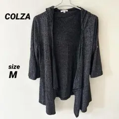 COLZA フード付き　カーディガン ブラック　七分袖　薄手　M ラメ