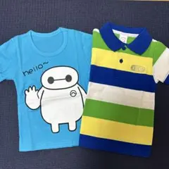 新品80 Tシャツ2枚セット 水色 ボーダー ポロシャツ 半袖