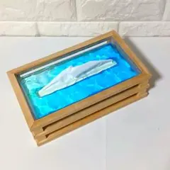 【1221】海のかけら　オーシャンアート　ティッシュケース　波紋　波模様