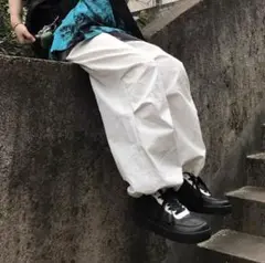 ユニセックス スノーカモパンツ カーゴパンツ 韓国 ホワイト 軍物