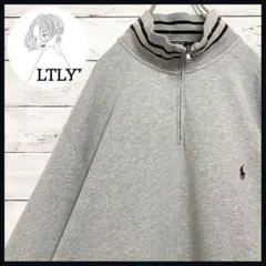美品✨ ラルフローレン ハーフジップ スウェット トレーナー 刺繍ロゴ グレー