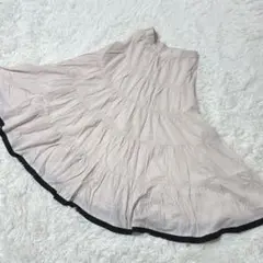 【c3895】MISCH MASCH 膝丈スカート　フレア　ベージュ