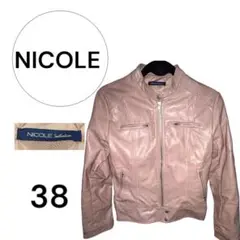 NICOLE ピンクベージュ レザージャケット 38 ニコル