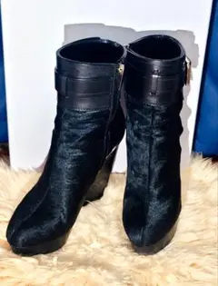 美品☆Dior ディオール ハラコ×パテントレザー ハーフブーツ