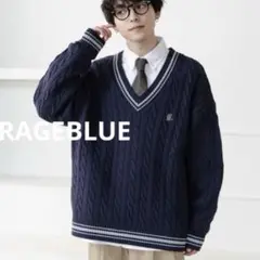 RAGEBLUE チルデンニット オーバーサイズ Vネック ニット ネイビー