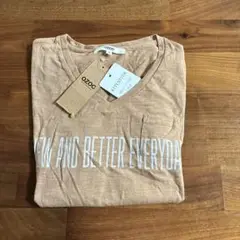 OZOC半袖ロゴプリントVネックTシャツ