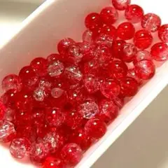 8mmあかガラスビーズ 100個