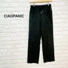 CIAOPANIC レーヨンリネンリラックスパンツ（F）ワイドパンツ 黒 薄手