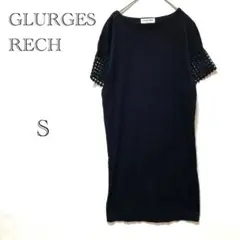 ジョルジュレッシュ ワンピース 【S】 袖口レース 半袖 コットン シンプル 黒
