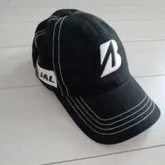 BRIDGESTONE GOLF キャップ 黒 JALロゴ付き 帽子