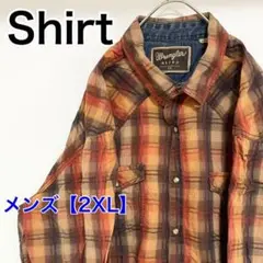 YAV60【US輸入】Wrangler　長袖シャツ【2XL】茶色赤色他チェック柄
