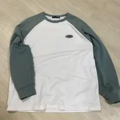 ラグランスリーブ Tシャツ ホワイト/グリーン