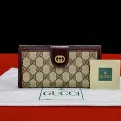 未使用保管品 オールドグッチ GG 総柄 二つ折り 長財布 折り財布 ブラウン
